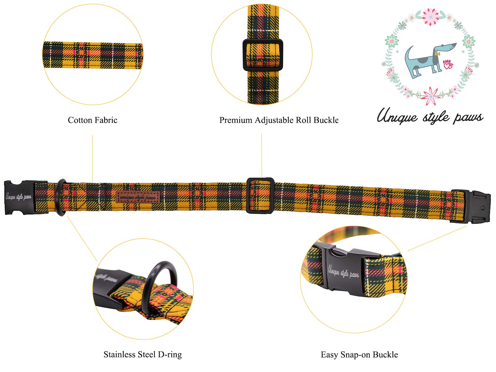 Unique Style Paws Hundehalsband Mit Fliege – Verstellbar, Aus Baumwolle, Für Kleine Bis Große Hunde