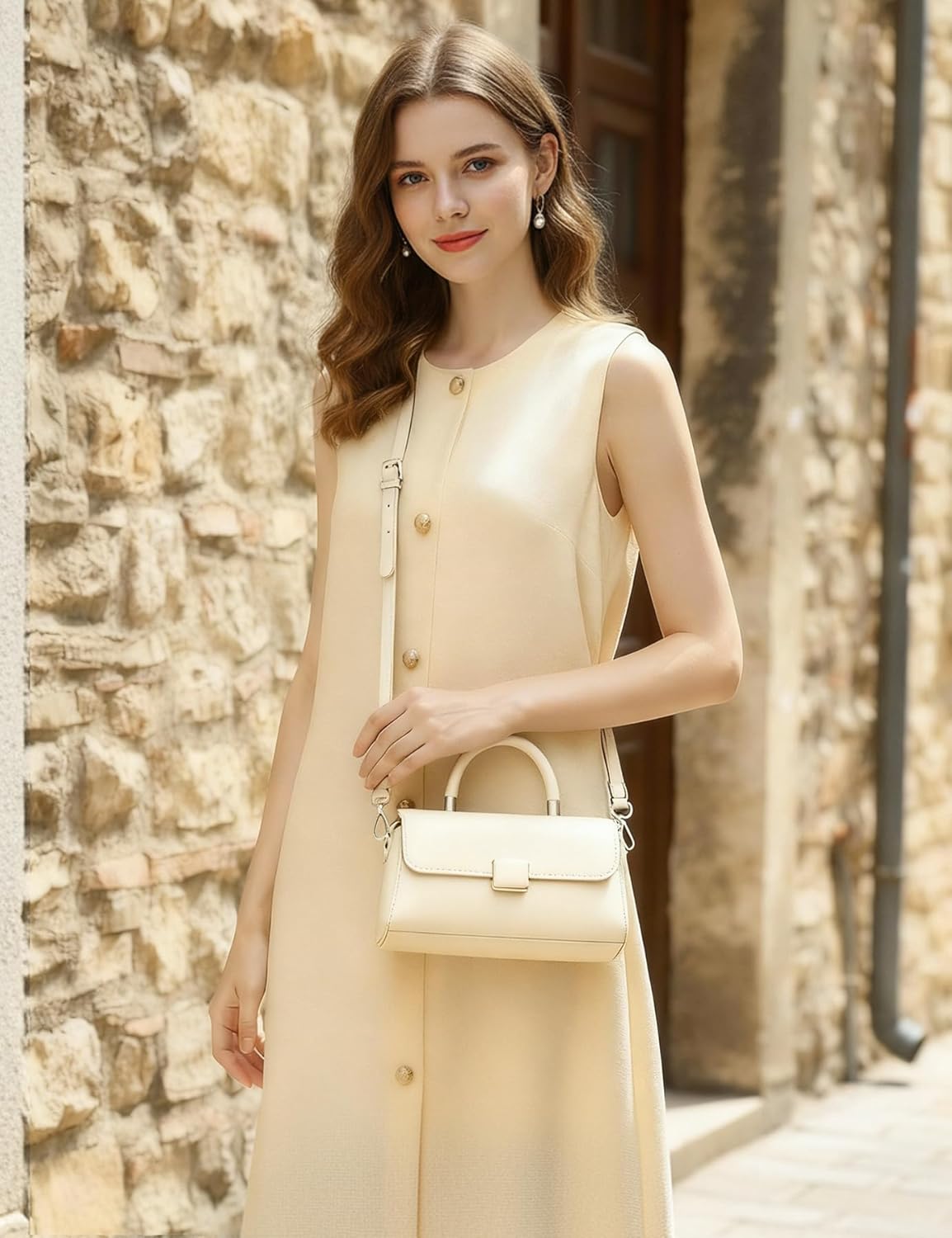 Small Shoulder Bag for Women Leather Crossbody Bags Women Top Handlebag Purse with Adjustable Strap - Image 2