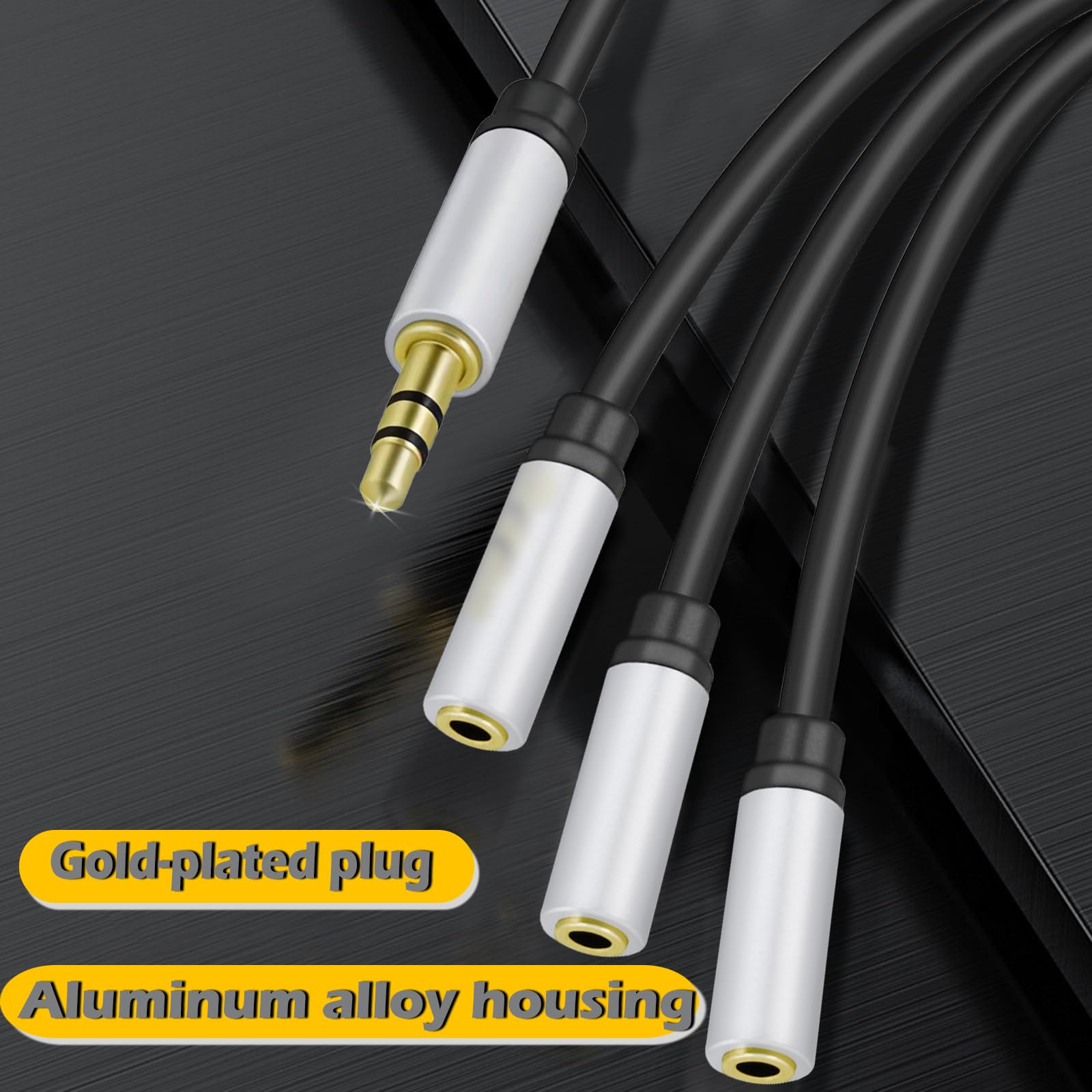 3,5 mm TRS-Stereo-Audio-Splitterkabel, 3,5 cm, 1 Stecker auf 3 Buchsen, Kopfhörer-Aux-Splitter, Hi-Fi-Stereo-Audio-Kopfhöreranschluss-Adapter für Telefon, PS4, Switch, Tablets, Verstärker und