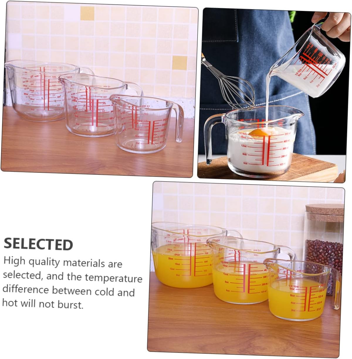 COLLBATH 1pc Transparent Measuring Cup Glass Kitchen Tool Graduated Scale for Precise Pouring for Baking Shops Shops and Home Use