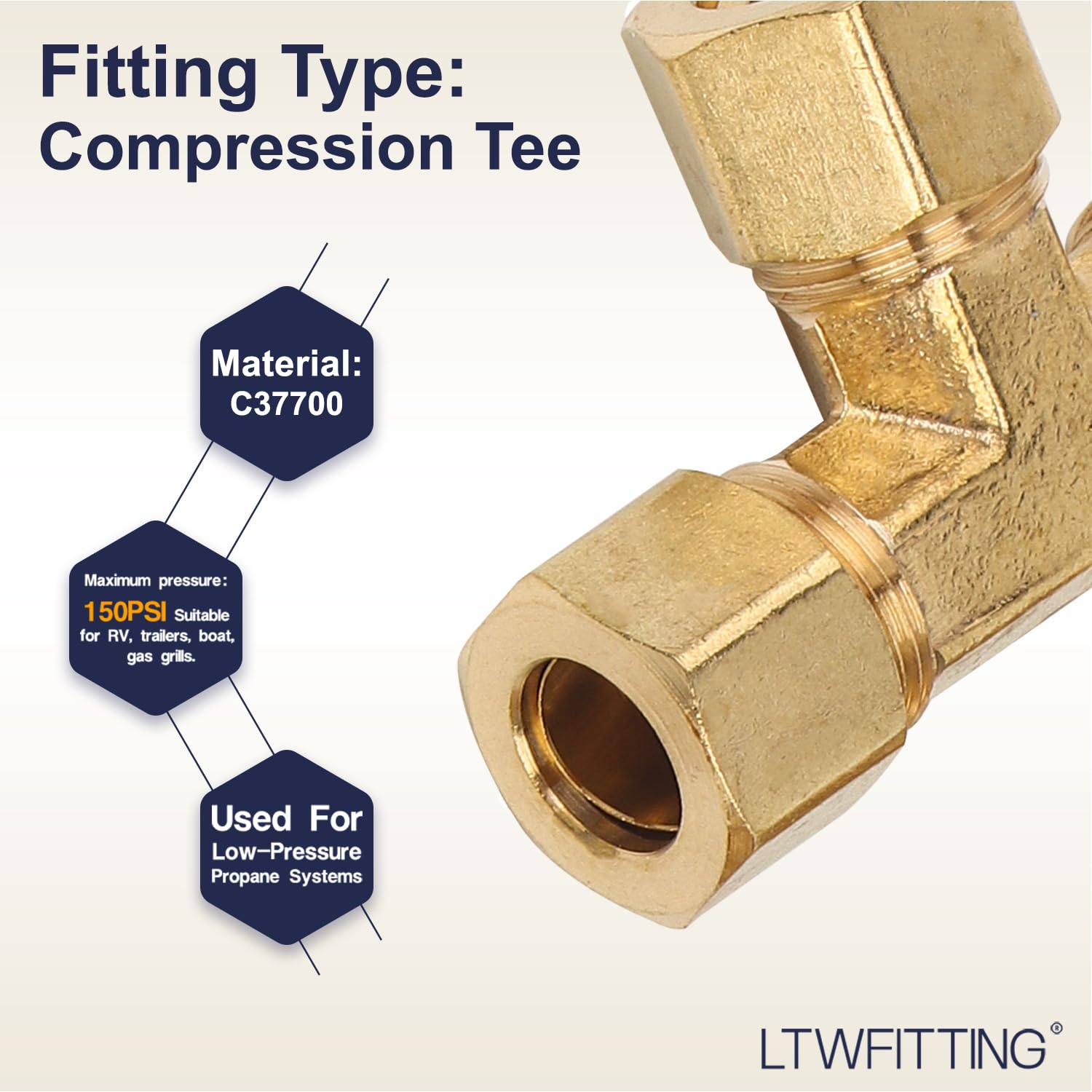 Té de compression générique - Raccord de compression en laiton