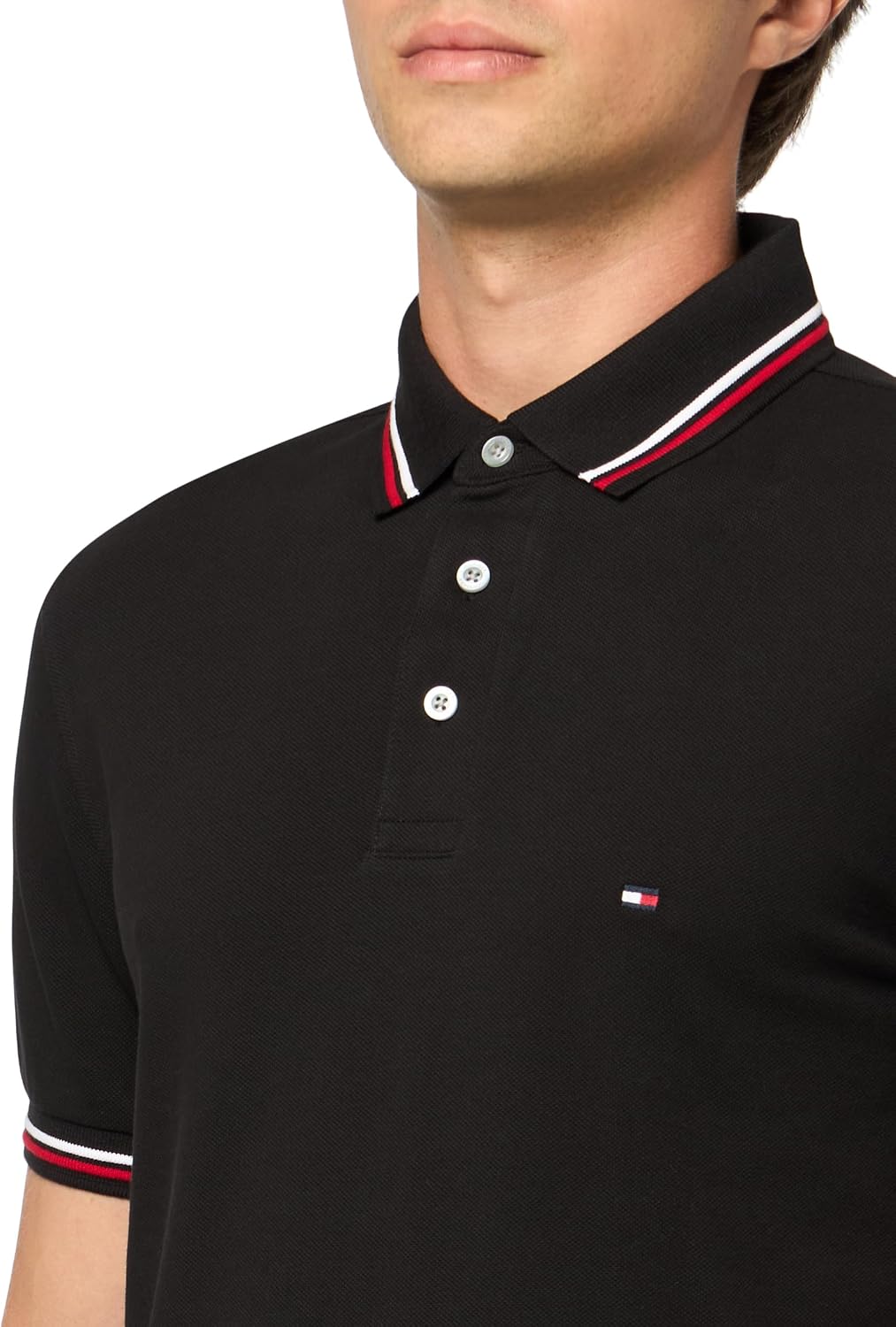 Tommy Hilfiger Men's Short Sleeve Casual Polo Shirts in Slim Fit with Stretch and Cuff Designs