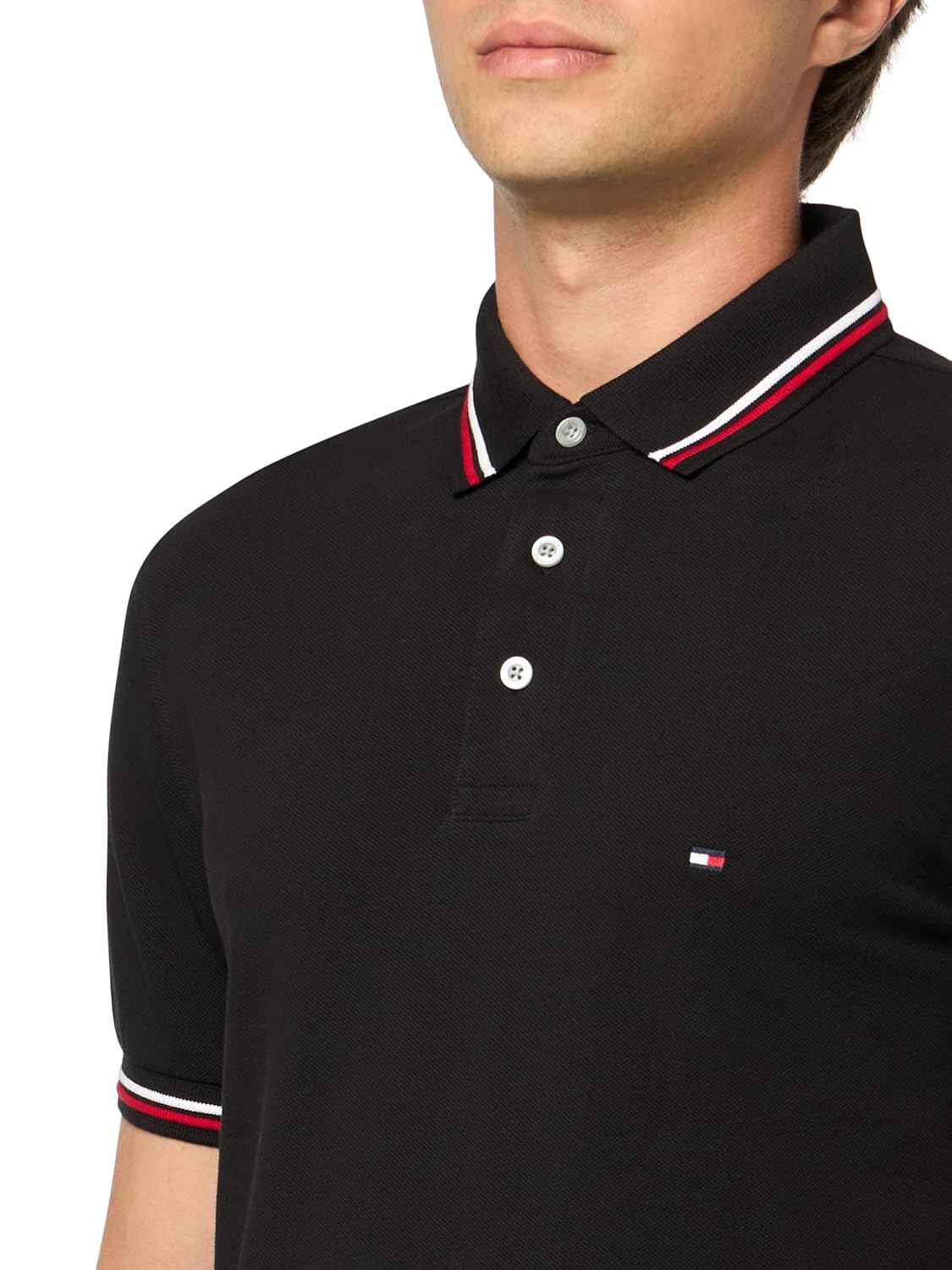Tommy Hilfiger Mens Short Sleeve Casual Polo Shirts in Slim Fit with Stretch and Cuff Designs - Image 3