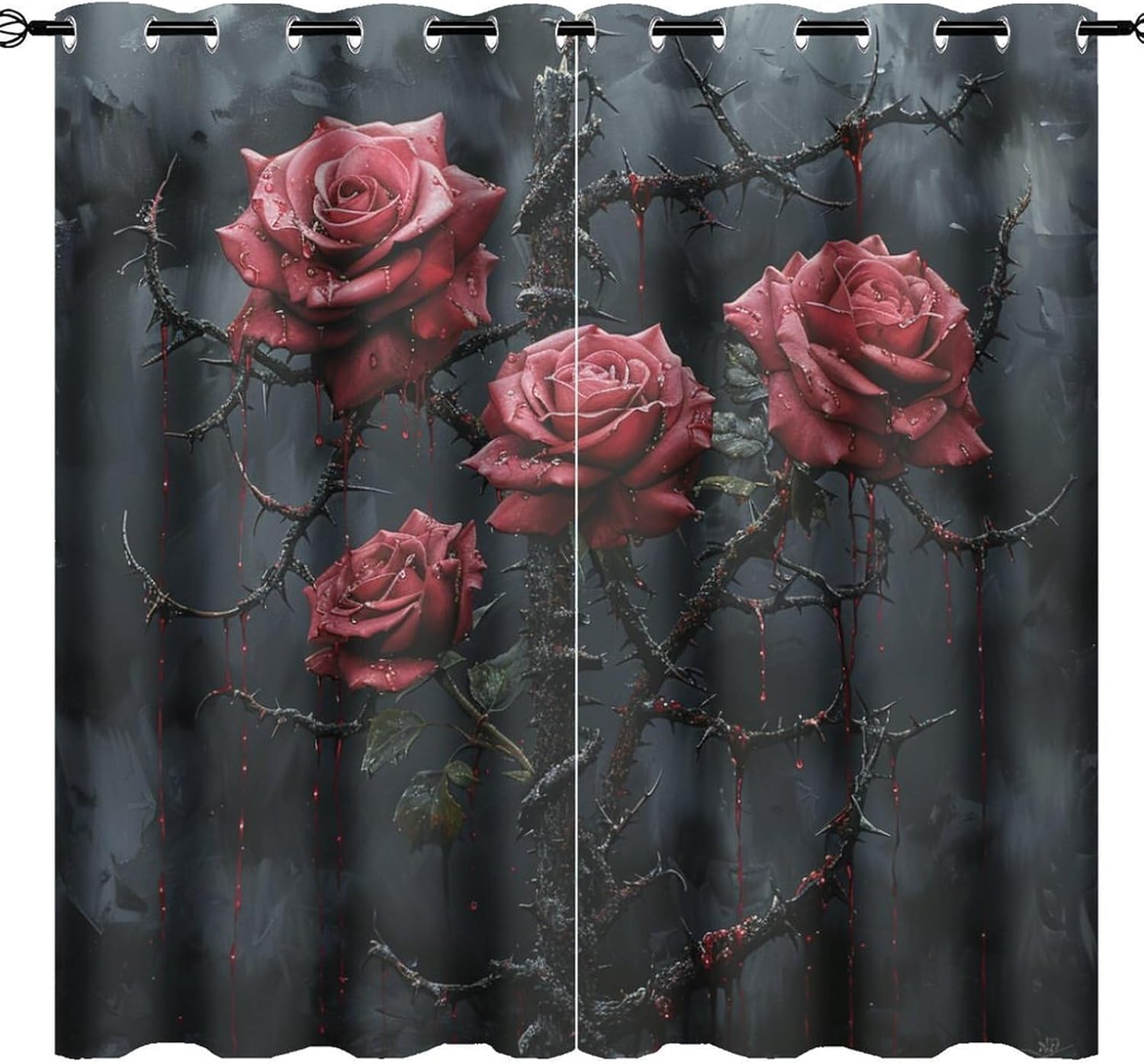 3D Rosenblüte Vorhang Verdunkelungsvorhang Mit Ösen Blickdicht Lichtdicht Wärmeisolierend Vorhänge, Für Wohnzimmer Kinderzimmer Schlafzimmer 2 Stück 220X215 cm (B + H)-460537591