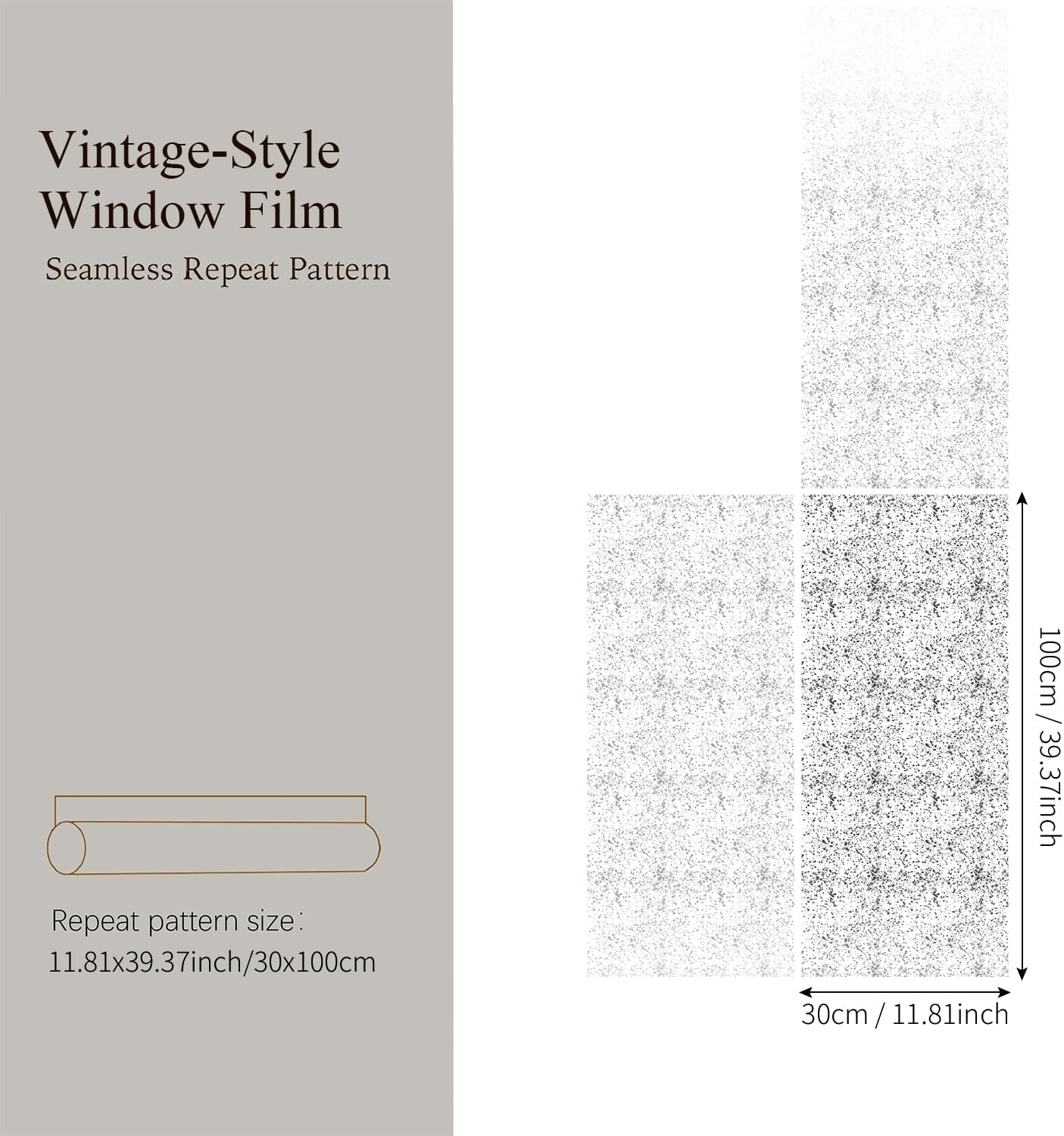 LiveInUrban Static Cling Faux Antique Mirror Texture Window Film, Luxury Vintage Silver Speckle Room Decor 11.81"x39.37"