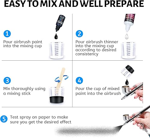 Miniatura 5 de Pintura de aerógrafo, perfecta para artistas y principiantes, juego completo de pintura de pincel de aire a base de agua con diluyente, limpiador,