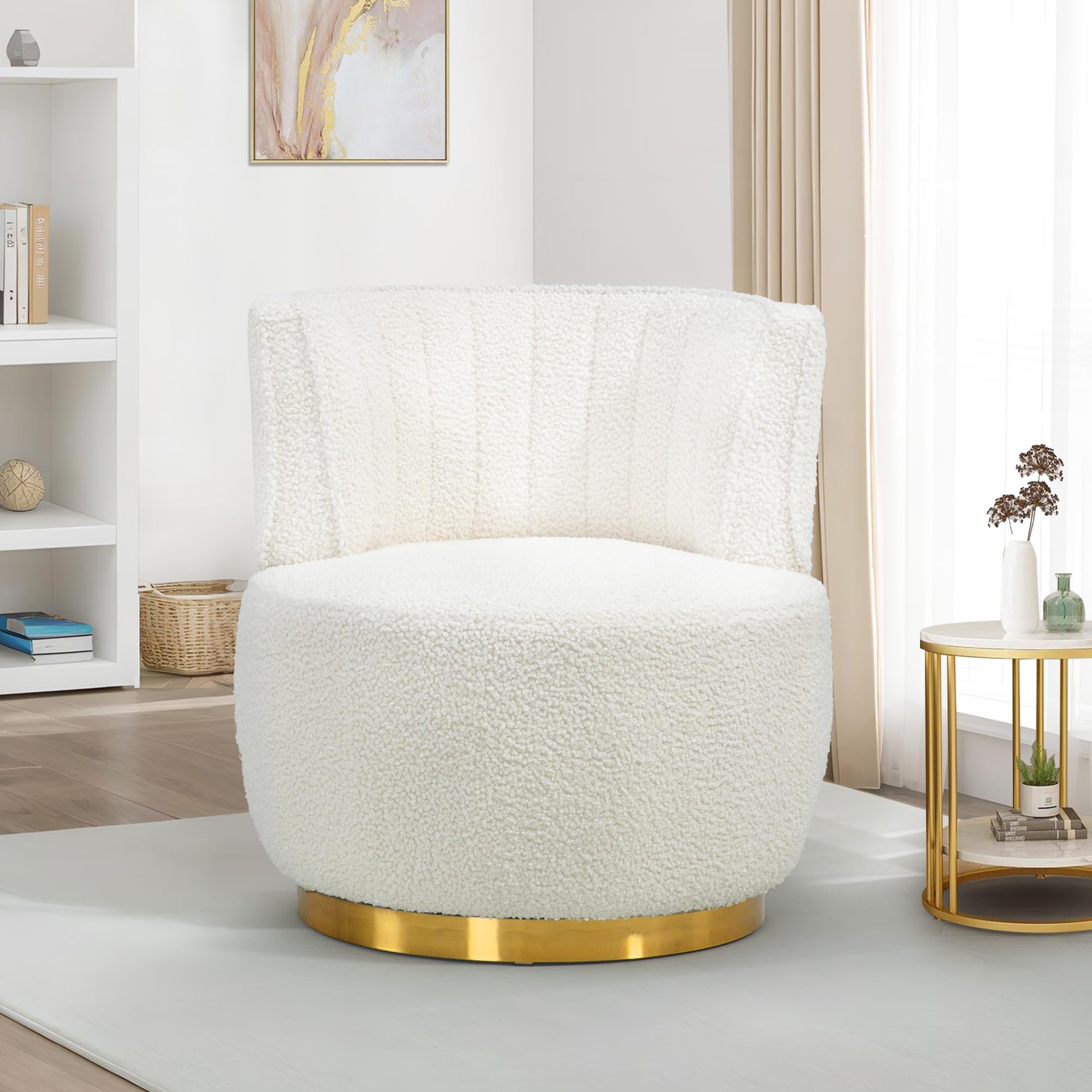 Metal Barrel For Living Room FERPIT Velvet Modern Tub Barrel Arm Chair