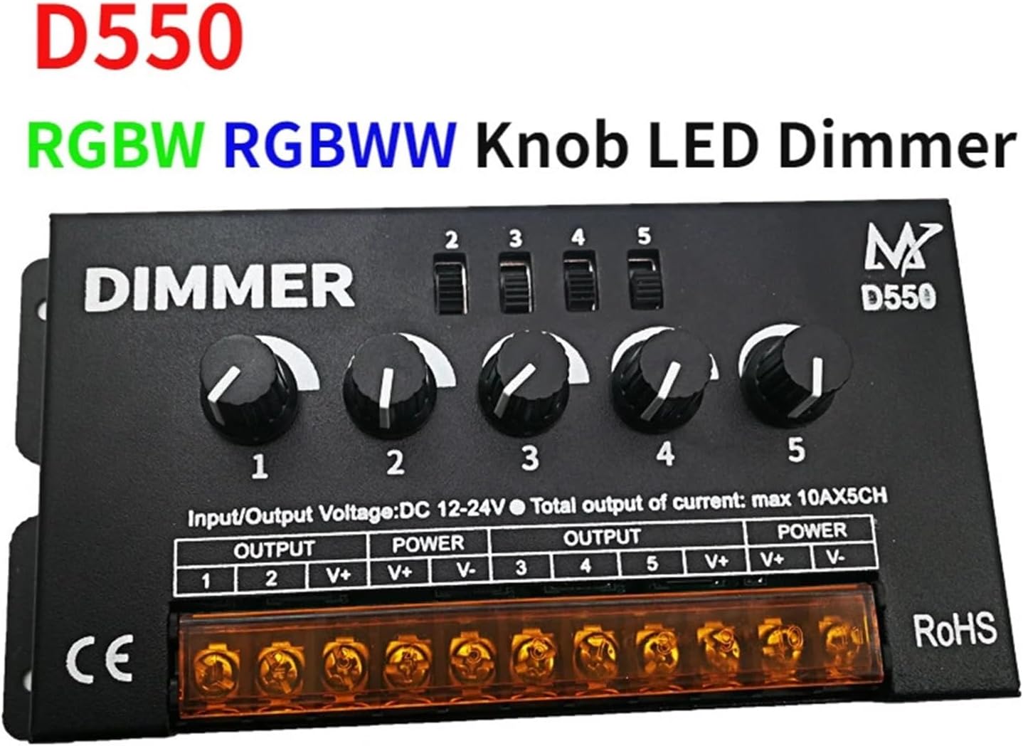 RGBW 販売済み ノブ LED 調光コントローラ D550 10A x 5CH D550 は、RGB/RGBW/RGBWW/LED ライトス