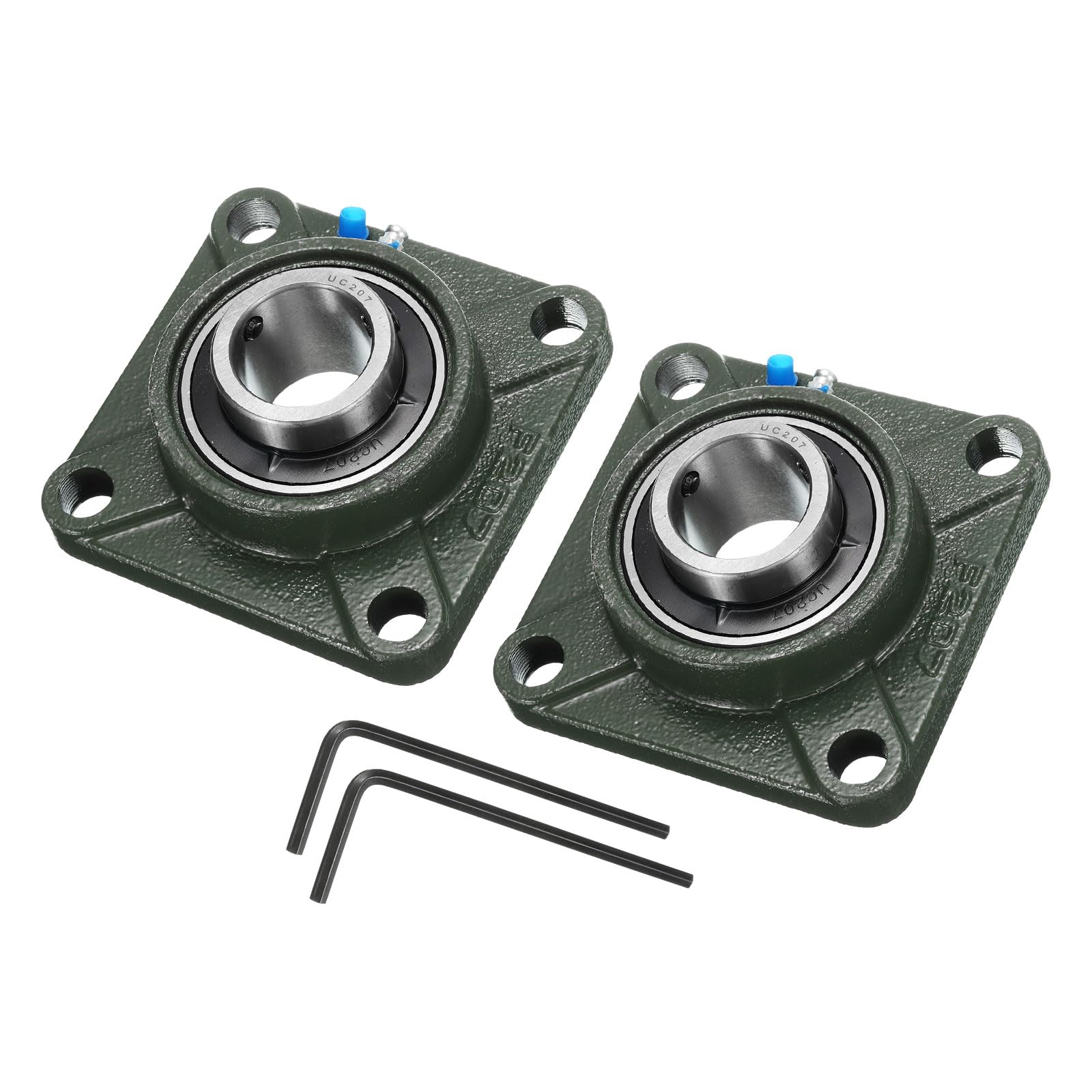 sourcing map 2pcs UCF207 Pillow Block Bearings 35mm Bore Self Alignment, Solid Cast Iron Base Square Flange Mounted Chrome Steel Bearings