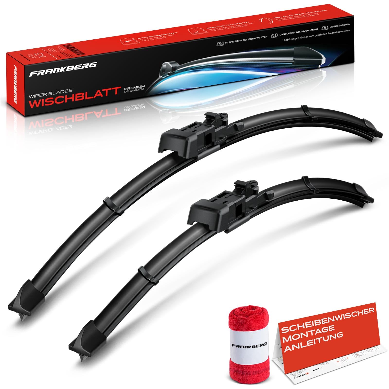 Frankberg 2x Limpiaparabrisas Escobillas Limpiaparabrisas Delantero 600mm/375mm Compatible con Qashqai +2 I J10 NJ10, 312 319, i20 BC3 BI3, Van 312 519, Bayon BC3, Ypsilon 312