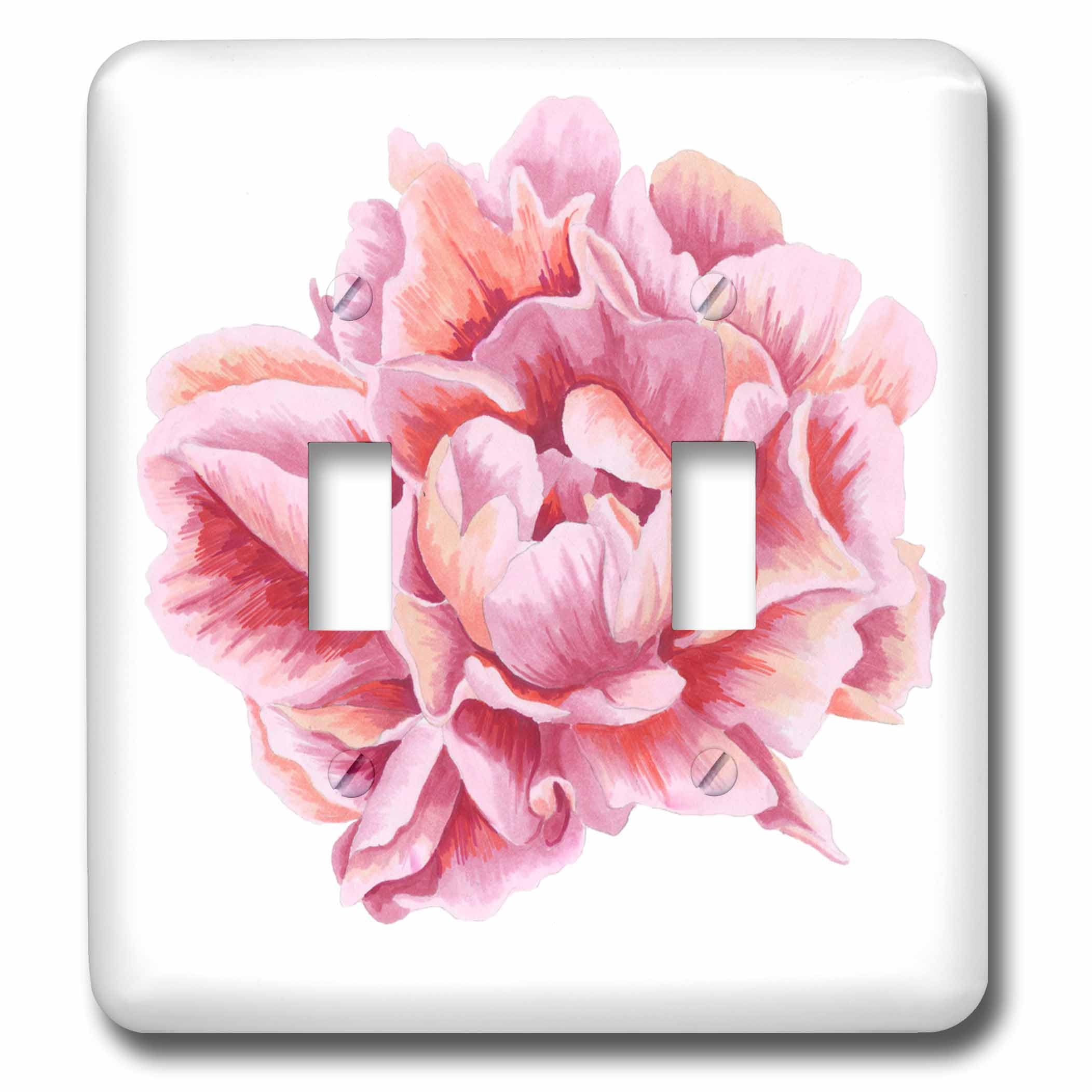 Pivoine aquarelle rose plaque interrupteur double bascule pour décoration murale