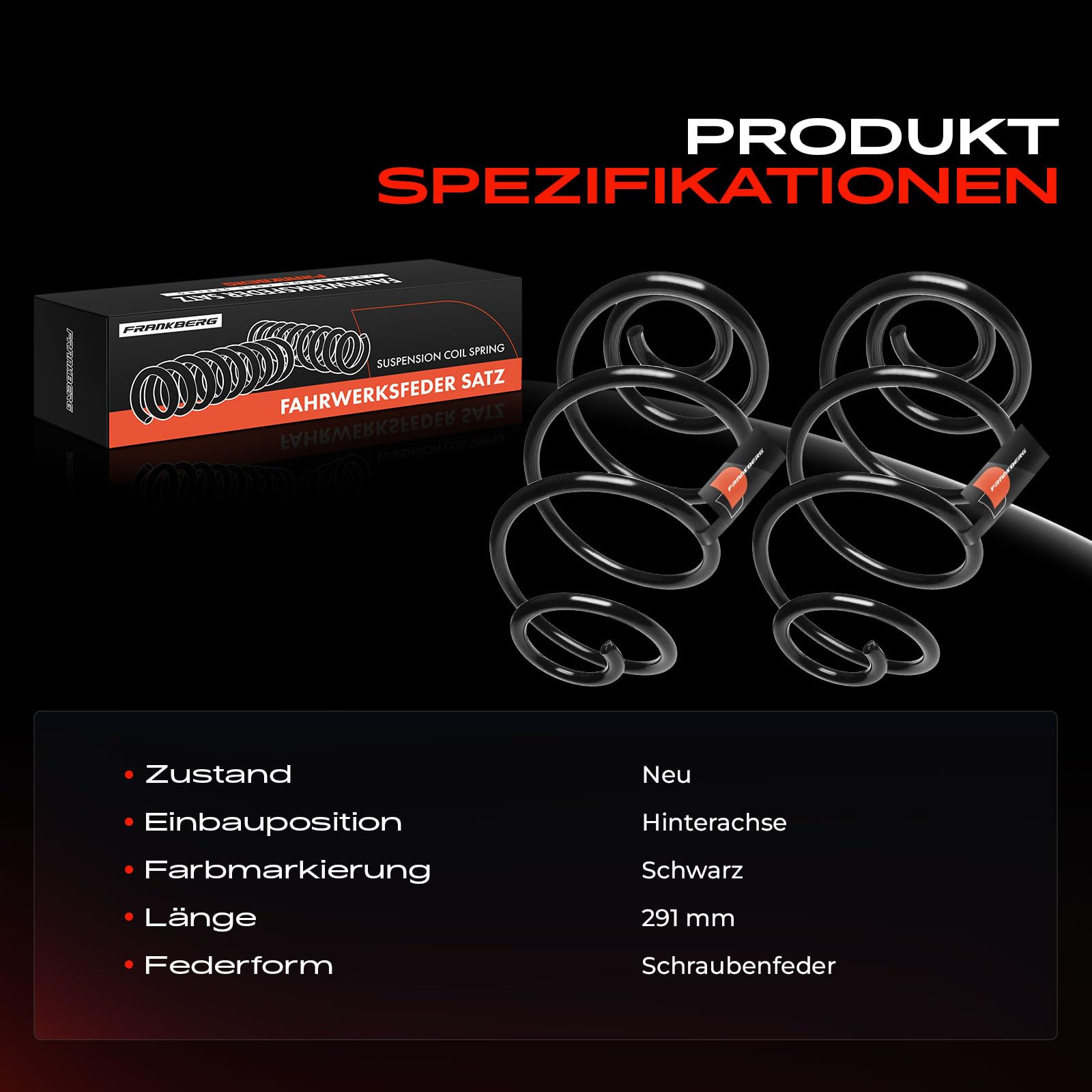 Frankberg 2 muelles de suspensión para eje trasero 9118378 | Compatible con: Astra G CC T98, Astra G Coupé T98, Astra G Sedán T98, Astra G Cabriolet T98, Astra G CC F48_ F08_
