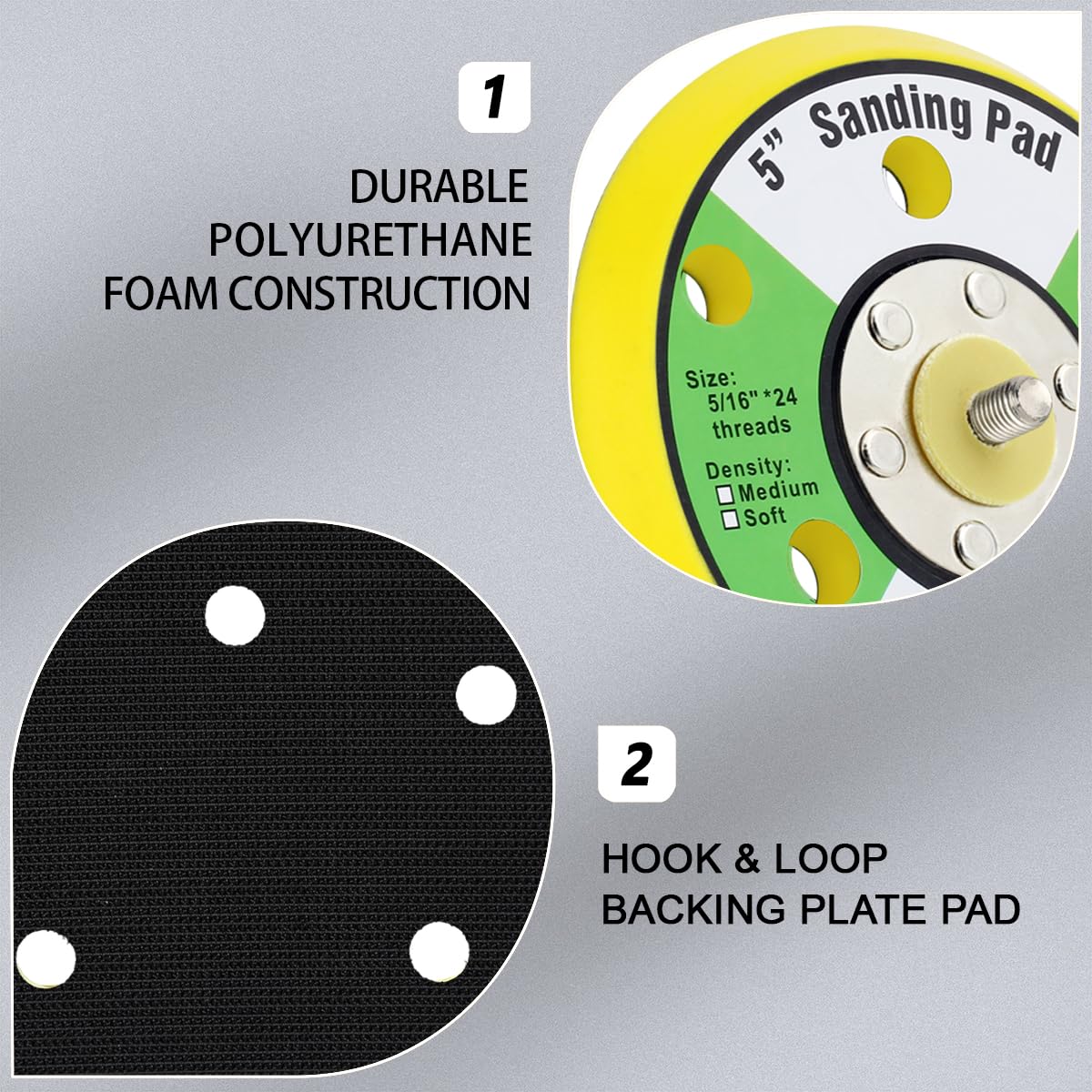 Ouya 2PCS 5 Inch 6-Hole Backing Pads 5/16"-24 Threads Sanding Plate for Dual Action Polisher - Image 4