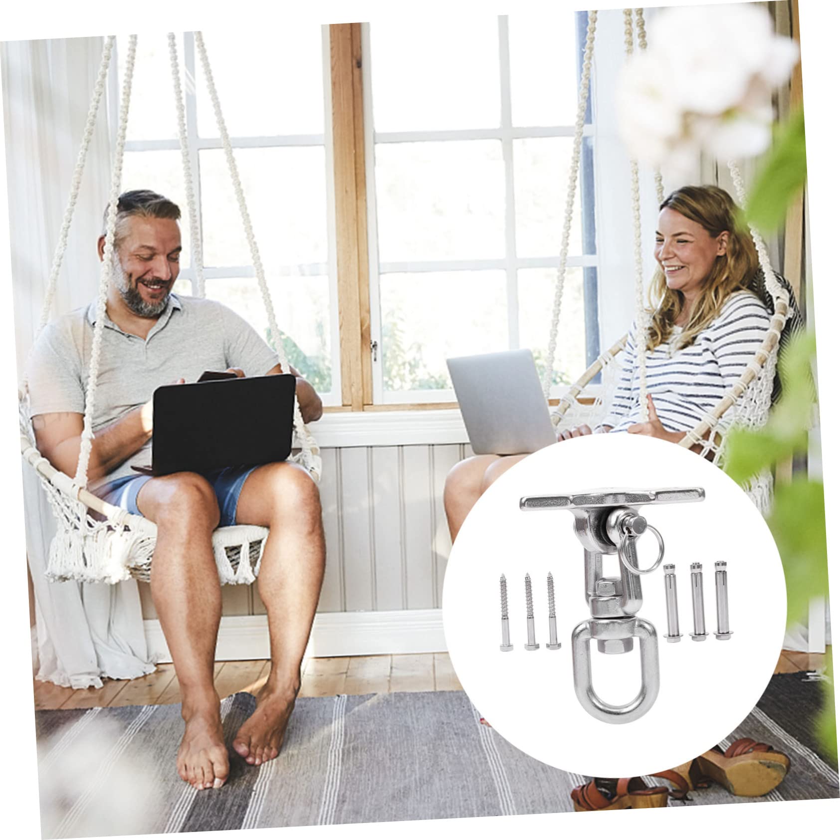 INOOMP Edelstahlhaken für Hängematten Schaukelhaken mit Befestigung Hängematten-ersatzhaken Robust und Sicher Einfache Montage für Outdoor und Indoor Nutzung