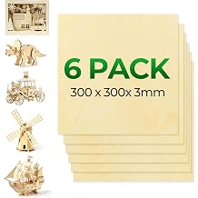 ACMER Linden Plywood Sheets 300x300x3mm, Unfinished Wood for Laser Engraving & Cutting, CNC, DIY Crafts, Compatible with Acmer S1, S2, P1 S PRO, P2 and Other Laser Engravers 6 Pack