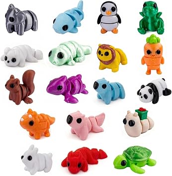 18PCS Cute Flexible Articulated Joint 3D Printed Mini Animal Stress Relief Toys, Small Decor, Home Office Desk Decoration, Party Gifts, Animal Model Set.