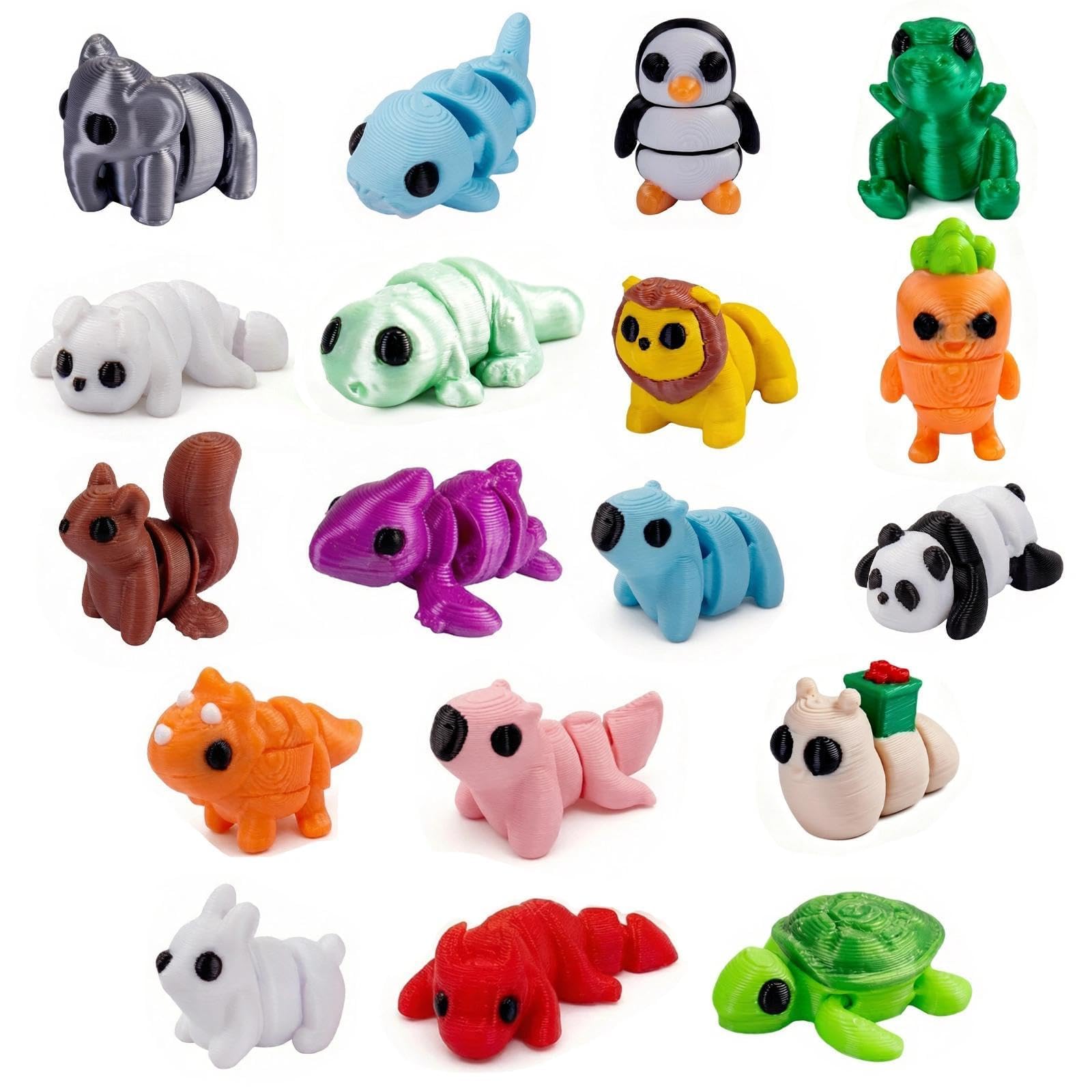 AYZDJ 18PCS Cute Flexible Articulated Joint 3D Printed Mini Animal Stress Relief Toys, Small Decor, Home Office Desk Decoration, Party Gifts, Animal Model Set.