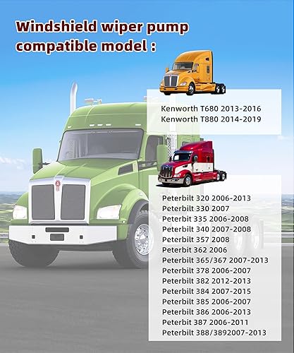 Miniatura 3 de Bomba de líquido para limpiaparabrisas de camión compatible con Kenworth T680 T880 y Peterbilt 104307 HLK7046 385 386 387 388 388 389 579 385 386