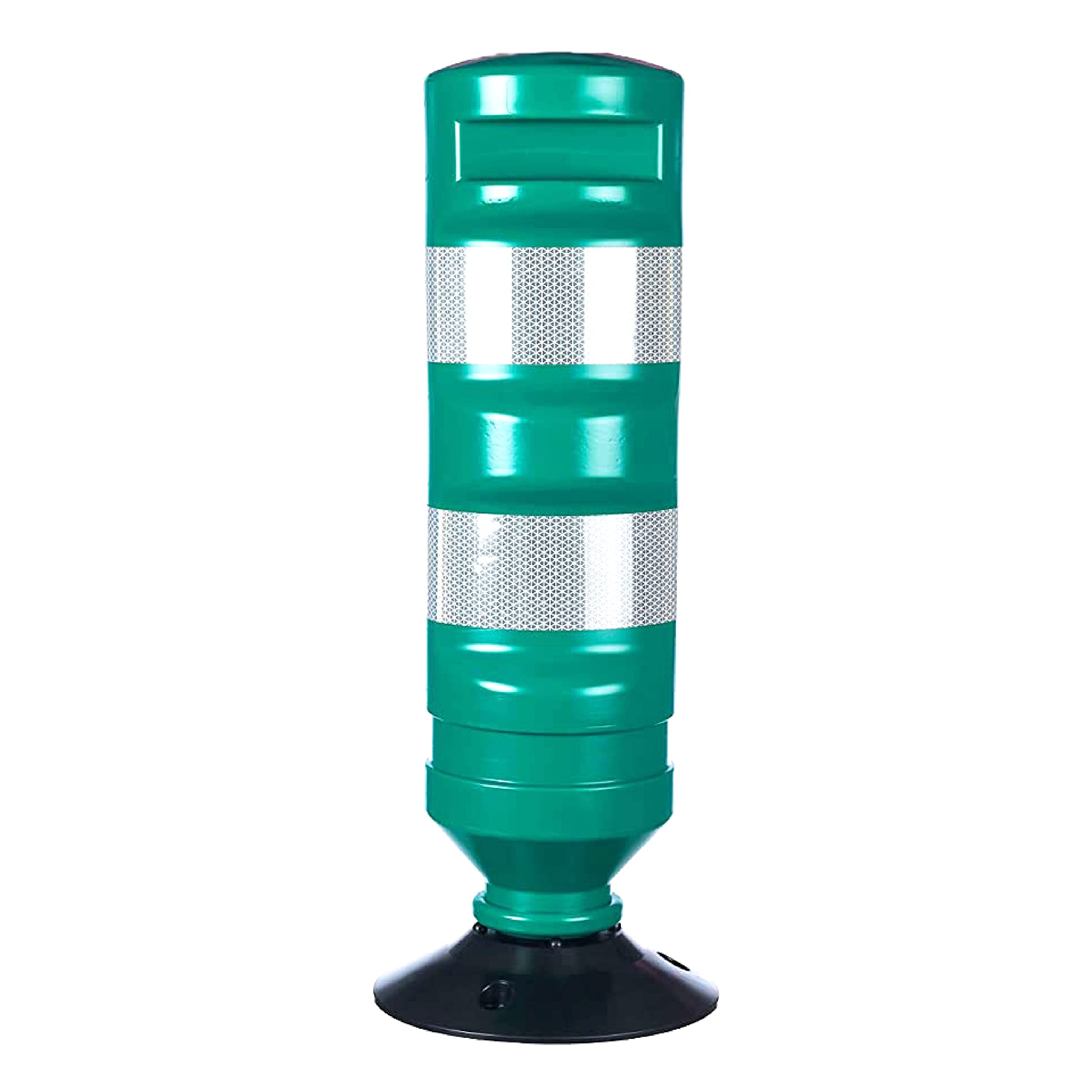 PARKING FACIL | Hito Cilíndrico H-75 con Base en Color Verde con Bandas Reflectantes | Elemento de Seguridad Vial para Carreteras, Parking, Garajes | Tornillería Incluida | Tamaño: 75 cm |