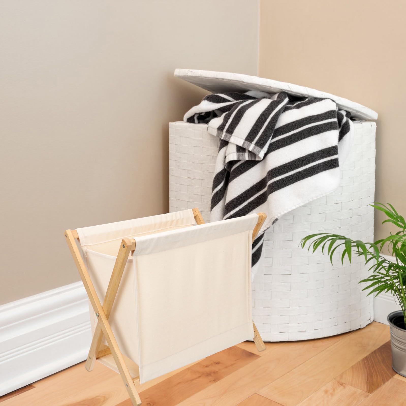 GALPADA Cesto Porta Biancheria Pieghevole in Cotone e Lino Beige Contenitore Multiuso per Giocattoli Abiti e Libri Organizer Leggero e Spazioso per Camera e Lavanderia
