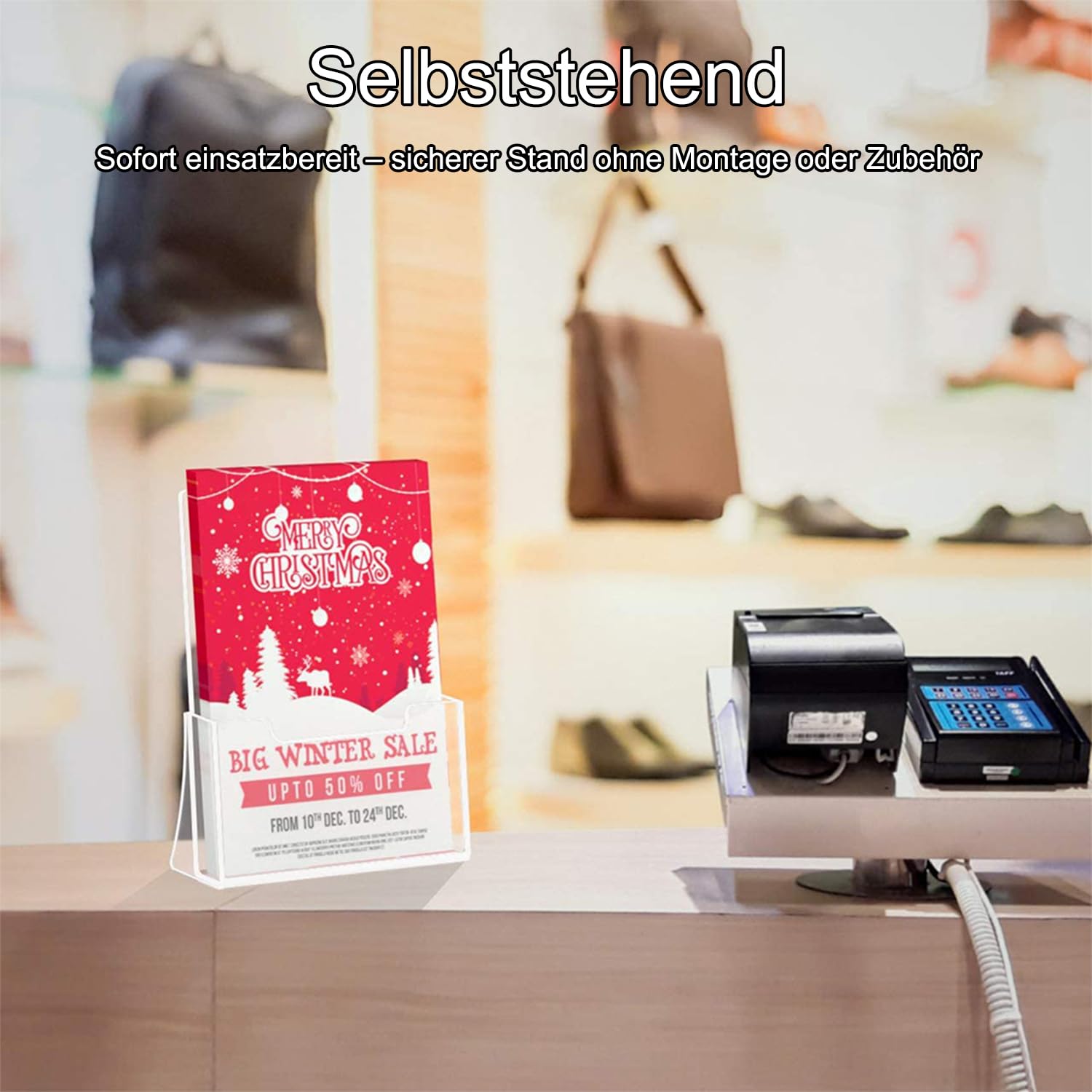 Rarapop Acryl-Broschürenständer freistehend, 2er-Set: Klarer Flyer- und Prospekthalter für Menüs, Zeitschriften und Werbung auf der Theke (A4)