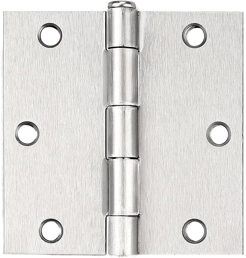 Probrico Interior Brushed Nickel Door Hinges, 3.5 X 3.5 Inch Door Hinges with Square Corners, Nickel Hinges for Doors, 18 Pack