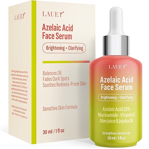 Suero facial de ácido azelaico 10% para mujeres  Suero facial iluminador y aclarante con niacinamida, vitamina C, ácido hialurónico y aceite de