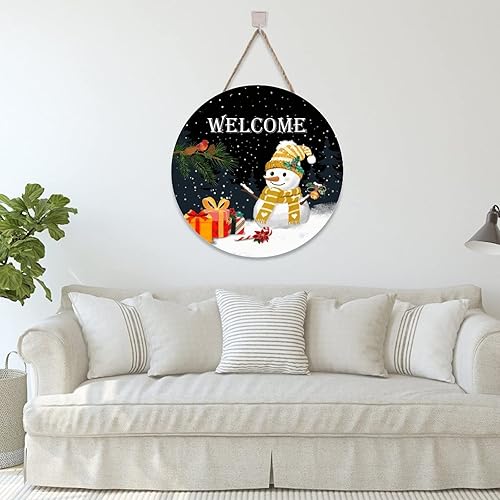 Miniatura 39 de Christmas Snowman Welcome Door Sign Winter Wooden Front Door Hanger Home Hanging Porch Sign Xmas Snowman Wood Ornament for Christmas Winter Holiday
