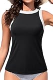 Tankini Tops for Women - High Neck Swimsuit Top Only Modest Bathing Suit Top Ribbed Swim Tank Top No Bottom 2025