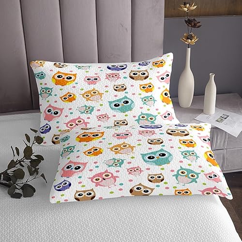 Miniatura 7 de Feelyou Juego de sábanas ajustables con diseño de búho lindo para niñas, diseño de pájaros, tamaño individual, diseño de búhos, juego de sábanas
