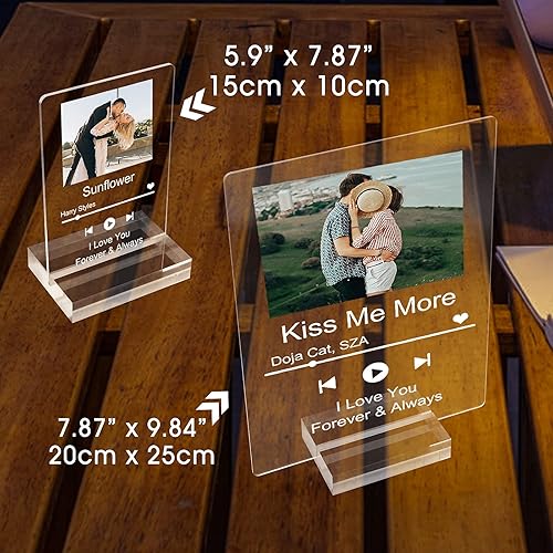 Miniatura 7 de Cubierta de álbum de canción acrílica personalizada, placa de música personalizada con texto fotográfico de canción personalizado