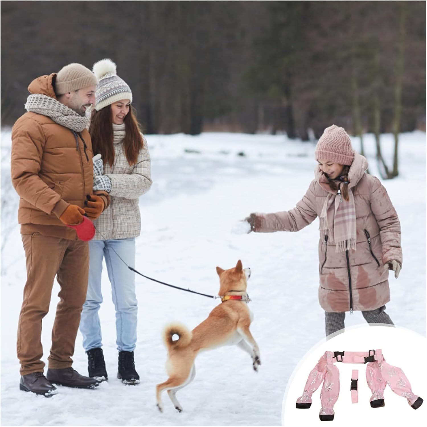 Waterproof Dog Boots with Suspenders, Anti-Slip Paw Protectors for Small to Medium Dogs, Breathable Leggings for Snow Mud and Hot Pavement(L)