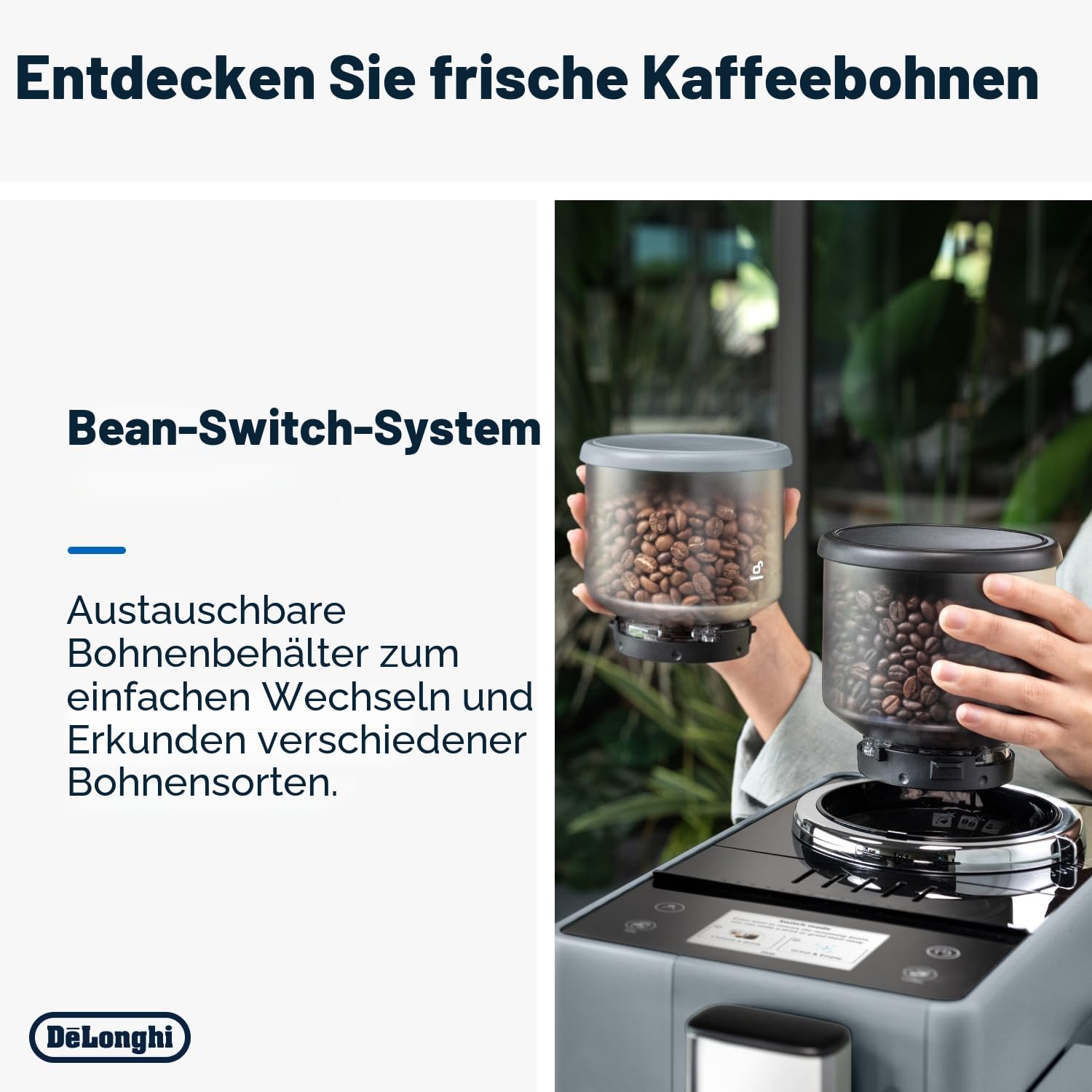 De'Longhi Rivelia EXAM440.55.G Kaffeevollautomat mit LatteCrema Milchsystem, Wechselbarer Bohnenbehälter, 16 Kaffee- & Milchgetränke auf Knopfdruck, Extra-Shot-Funktion, 3,5" Touch-Display, Grau
