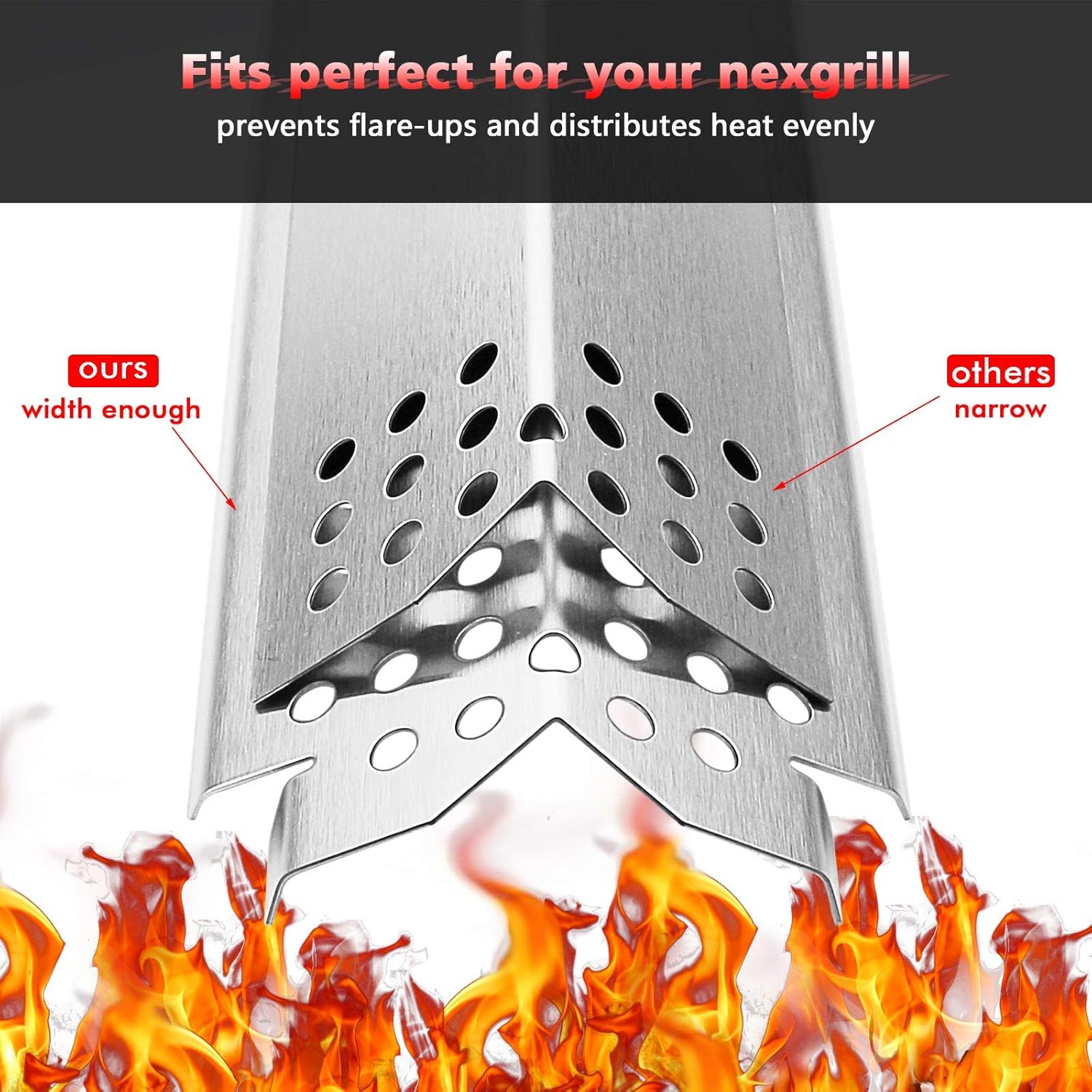 Uniflasy Heat Plates for Home Depot Nexgrill 720-0830H, 5 Burner 720-0888, 720-0896, 720-0888N, 720-0882A, 720-0882S 6 Burner 720-0896B, 720-0898 Gas Grill, Stainless Steel, Replacement Parts, 5 Pack : Patio, Lawn & Garden