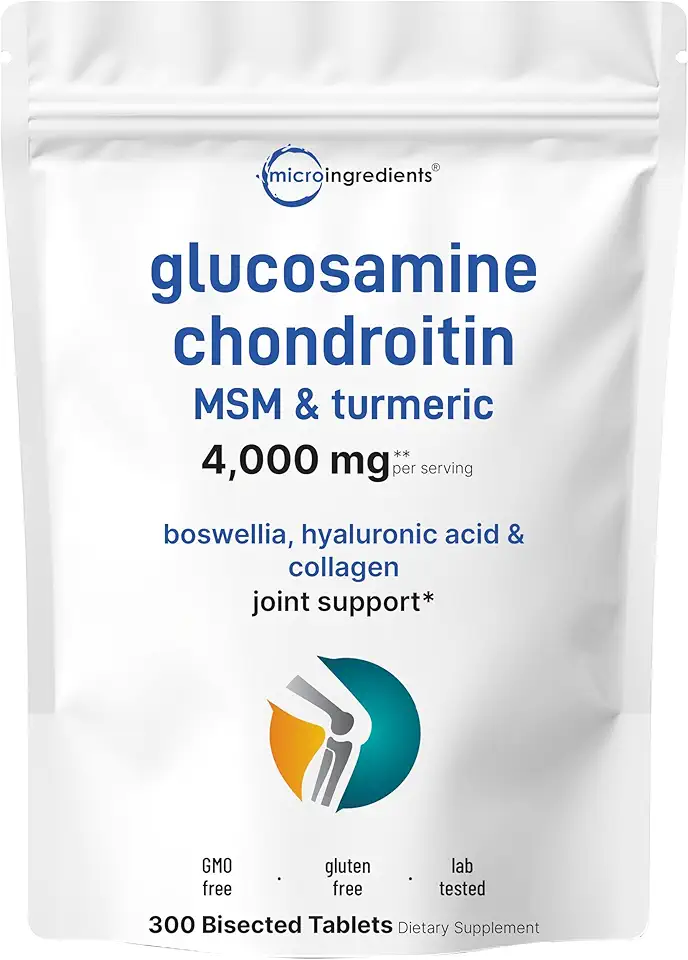 Glucosamine Chondroitin MSM &amp; Turmeric 4,000mg Equivalent, 300 Bisected Tablets | Joint Health &amp; Mobility Support for Women &amp; Men | 7-in-1 with Boswellia, Hyaluronic Acid &amp; Collagen Co
