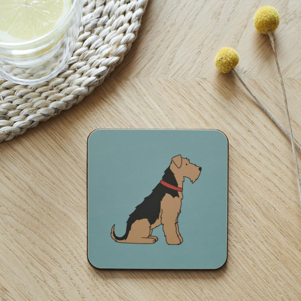Sweet William Designs Blue Sweet William Airedale/Welsh Terrier Coaster