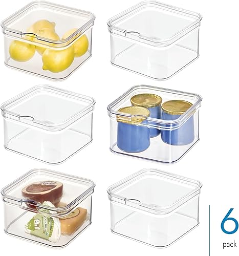 Miniatura 2 de iDesign Contenedores organizadores apilables para refrigerador con tapas para productos frescos, juego de 6, transparentes
