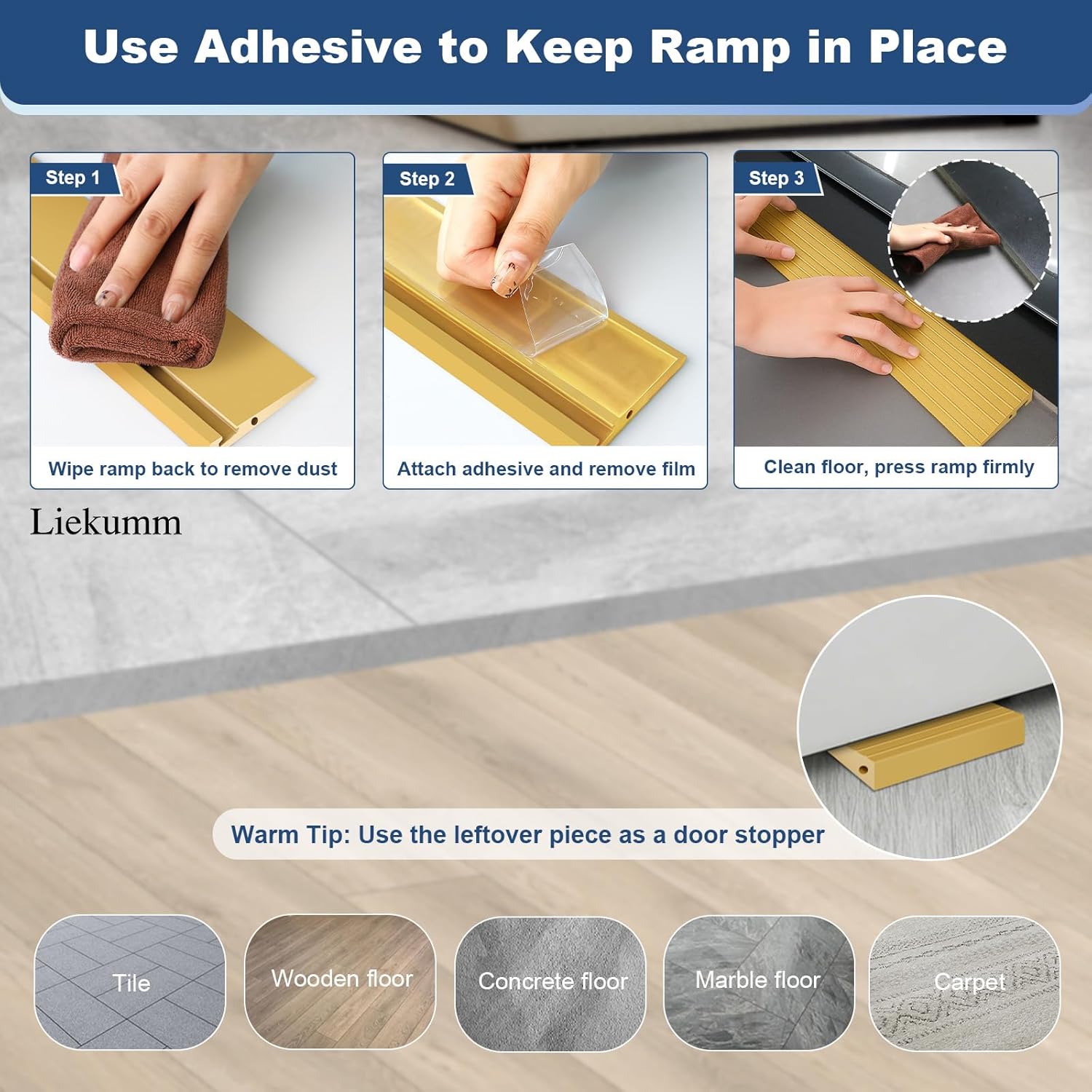 LIEKUMM 1" Rise Odorless Threshold Ramp for Doorways, Wheelchair Ramp with 3500 lbs Capacity, Portable Door Ramp for Electric Wheelchairs, Strollers, Garage, Robot Vacuums, Yellow