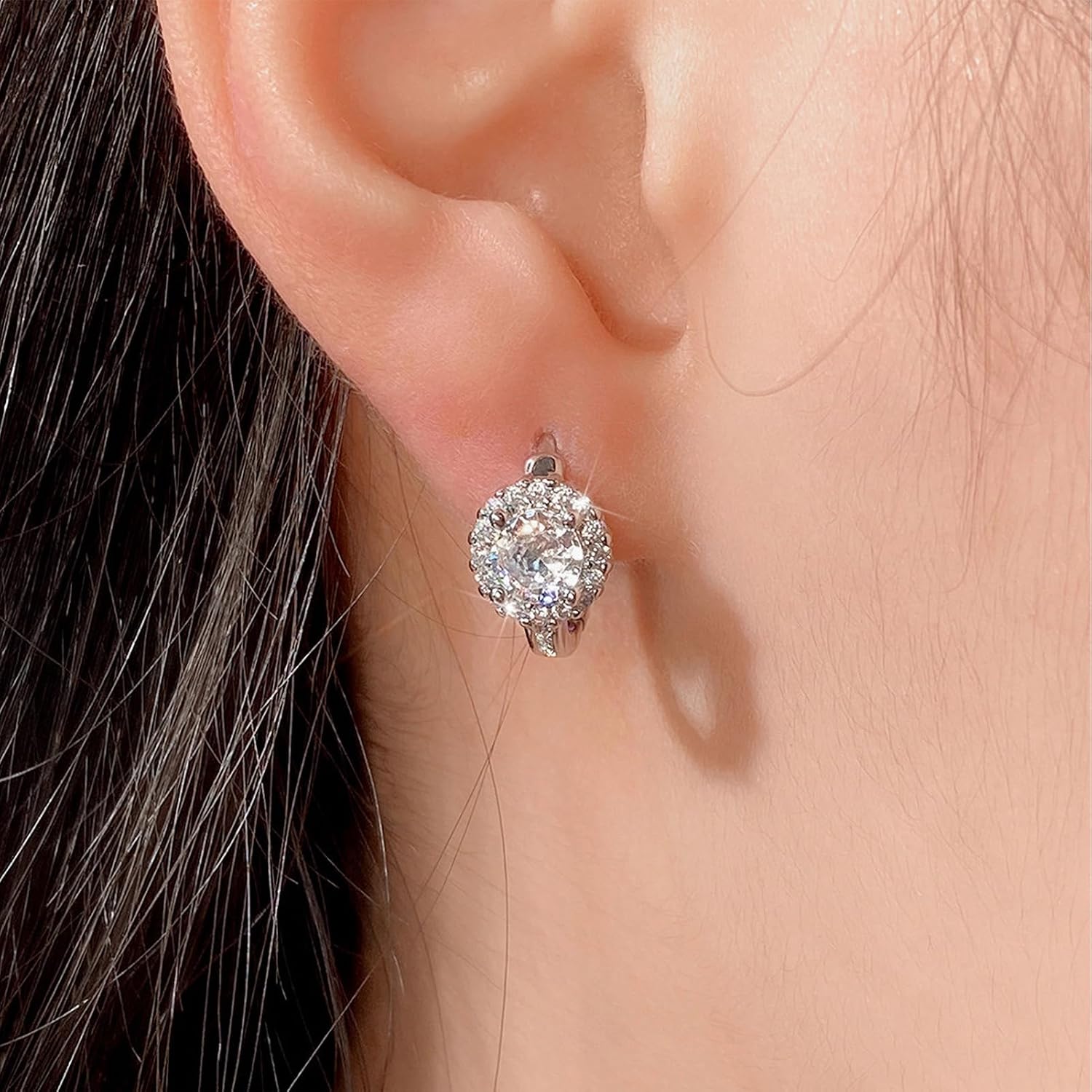 14K Gold Plated Cubic Zirconia Huggie Hoop Earrings, Small Dainty Crystal Huggie Earrings for Women - Image 2