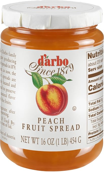 d'arbo All Natural Peach Fruit Spread, 16 Ounce
