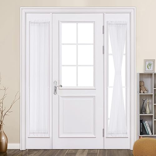 Vista 75 de MIULEE - Cortinas semitransparentes para puerta francesa de 2 paneles