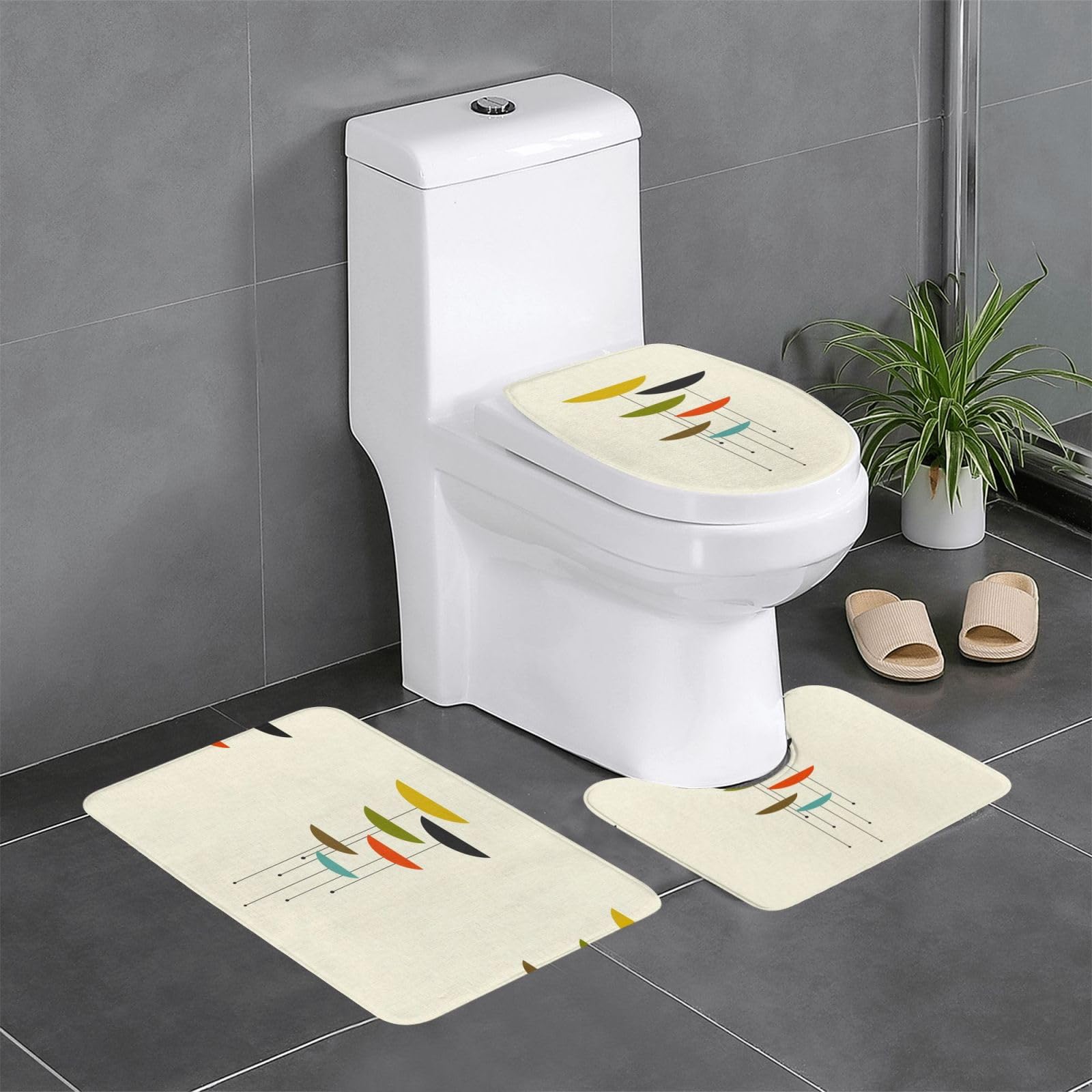 Tapis de sol antidérapants pour cuisine et entrée lot de 3 en flanelle géométrique colorée
