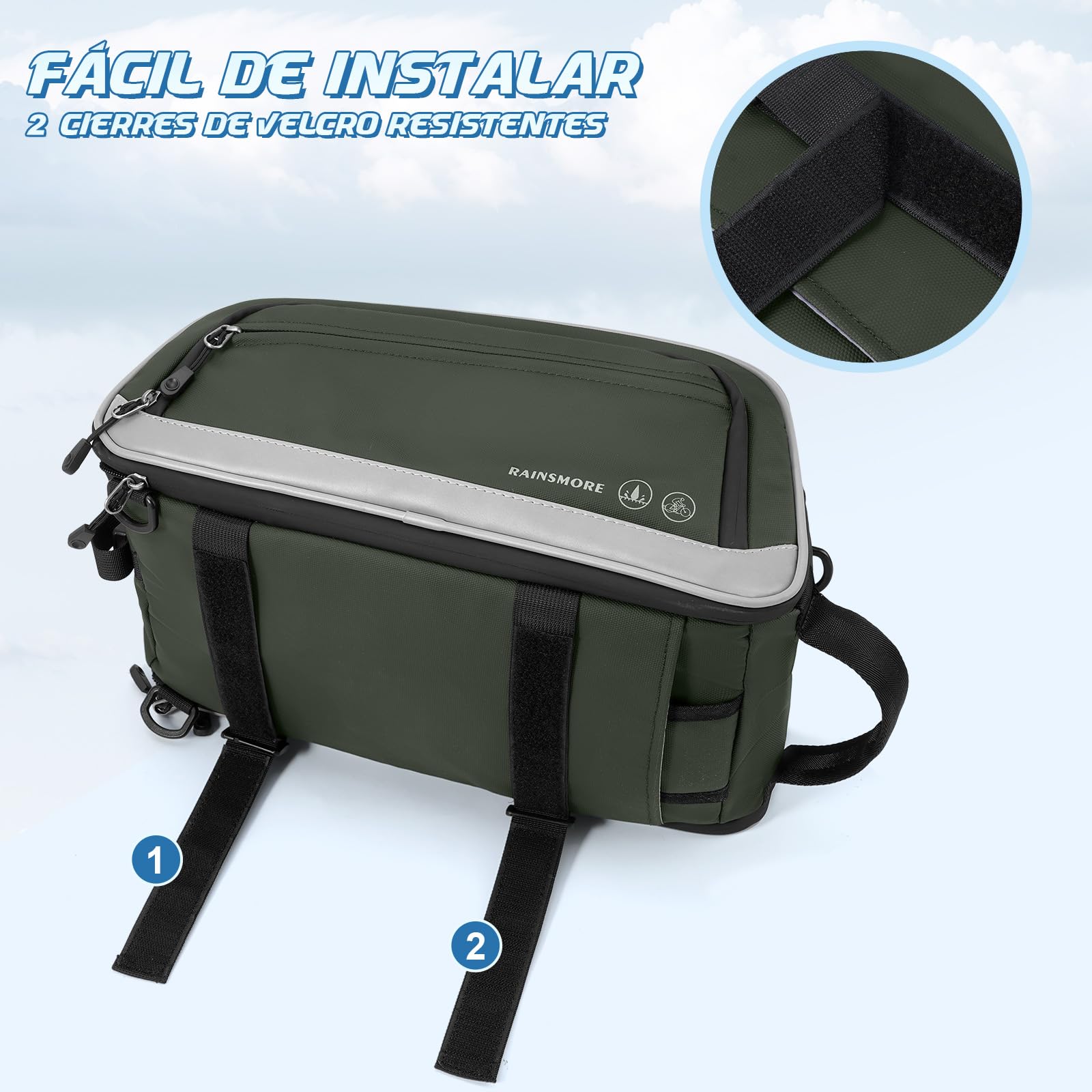 RAINSMORE Alforjas Bicicleta Impermeables 15L Expandibles Bolsa Bicicleta con Funda de Lluvia Reflectante Bolsas para Bicicleta Trasera Ciclismo Urbano y Bicicleta Eléctrica Verde