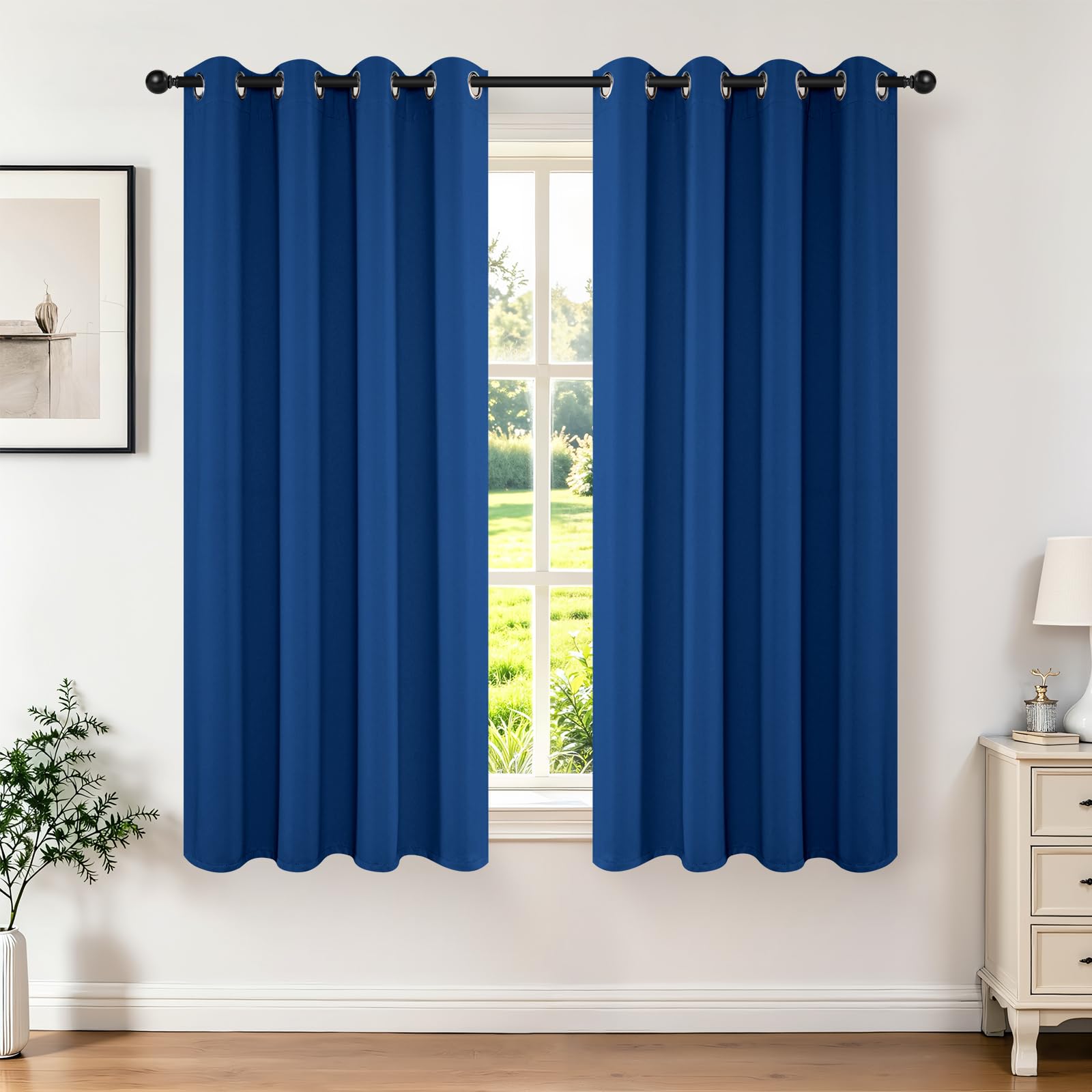 Joydeco Blackout Curtains 72 inches Long 2 Panels Set, Thermal Insulated Long Curtains & Drapes 2 Burg, Room Darkening Grommet Drapes for Bedroom Living Room Windows (W42 x L72 Inch, Royal Blue)