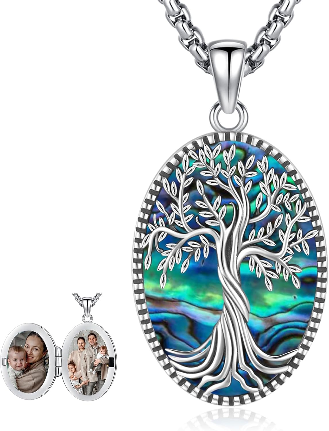 Picture Locket Necklace for Women Men Rose 14K Real Gold 925 Sterling Silver Jewelry Heart Locket Necklace that Holds Pictures Tree of Life Viking Wolf Celtic Knot St Christopher St Michael Pendant