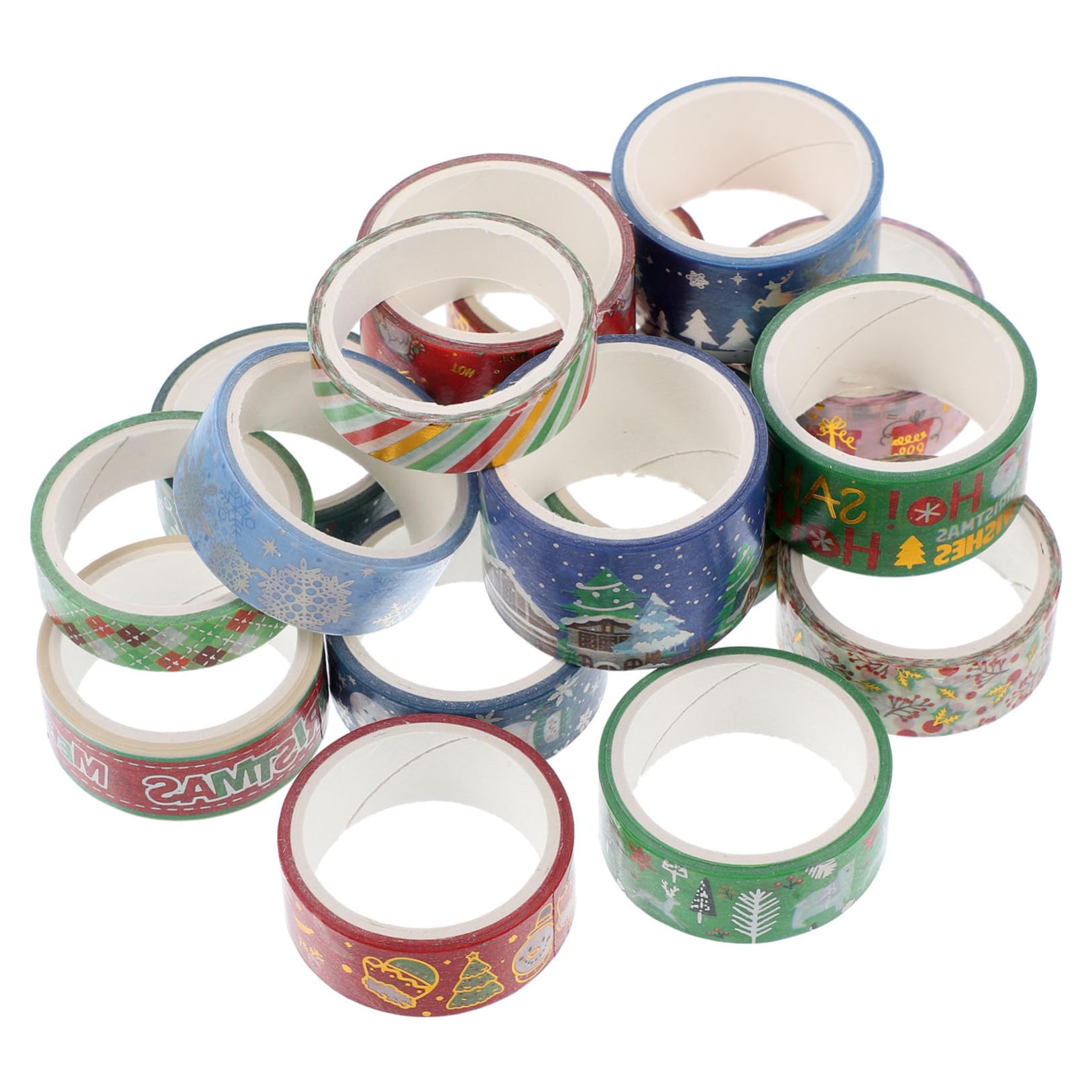 SHINEOFI 3 Set Nastro Adesivo Washi Natalizio Con Stampa A Caldo Adesivi Decorativi Fai Da Te 16 Pezzi 3 M/Rotolo Carta Per Buste Catene Decalcomania Catene Natalizie 16 * 3