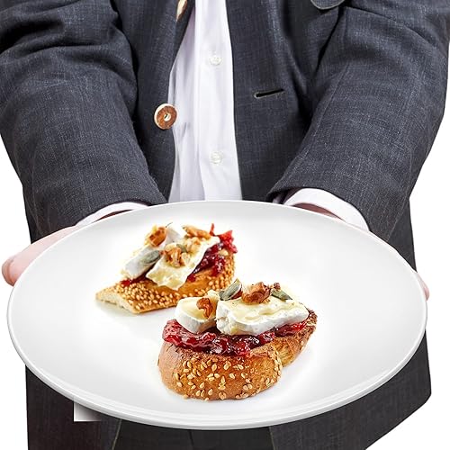 Miniatura 27 de Platos llanos de melamina, redondos, de lado ancho, plato profundo, blanco, 10 pulgadas, juego de 6, PYW-10-06