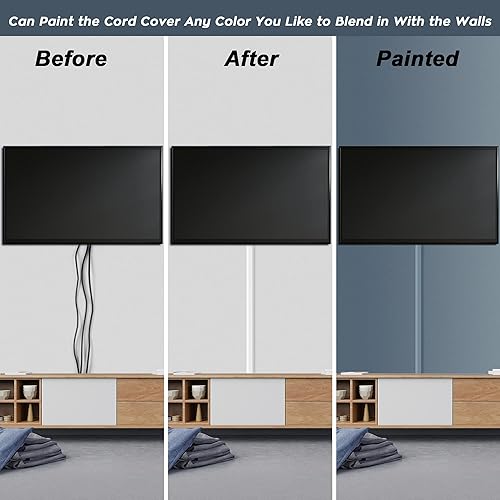 Miniatura 6 de Cubierta de cable de 62.8 pulgadas, cubierta de alambre blanco para pared, kit de pared para cubrir cable pintable, ocultadores de cables para TV en