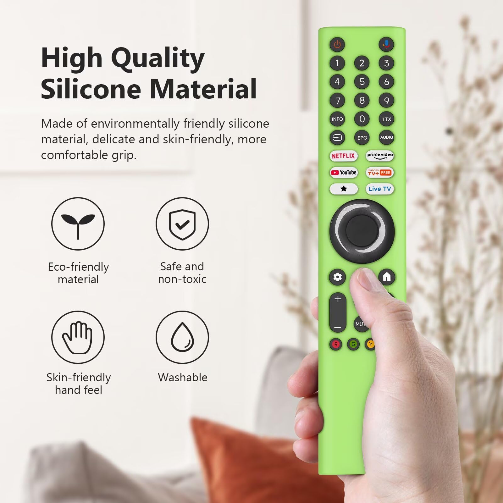 FTRONGRT Cover Compatibile con Xiaomi XMRM-P3, Ultrasottile e Leggero, Anticollisione, Cover Protettiva per Telecomando in Silicone.Verde Luminoso