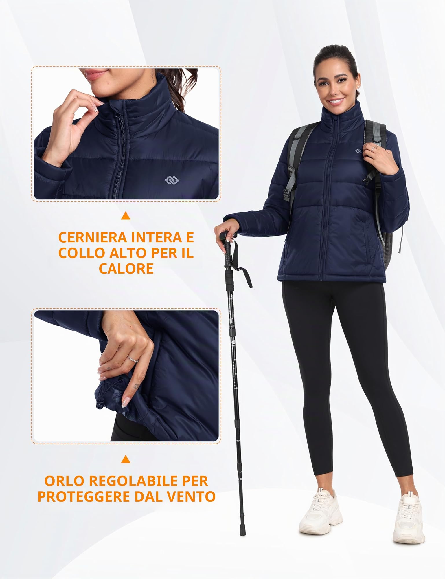 MoFiz Giacca termica da donna, con cappuccio, leggera, ibrida, da escursionismo, termica, calda, con cerniera completa, per l'inverno, l'autunno, la corsa